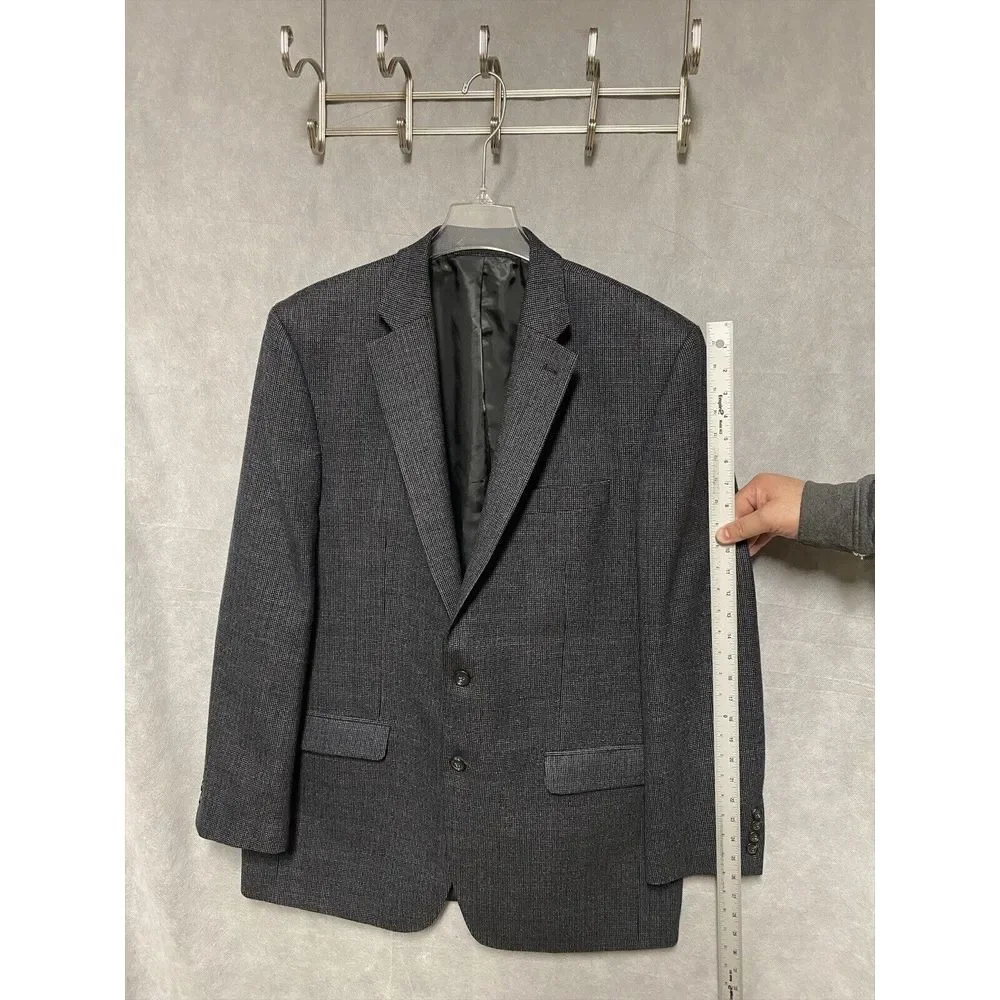 Chaps Blazer Men 44L Gray Blue Nailhead Wool Flannel Coat‎ Ralph Lauren Luxury